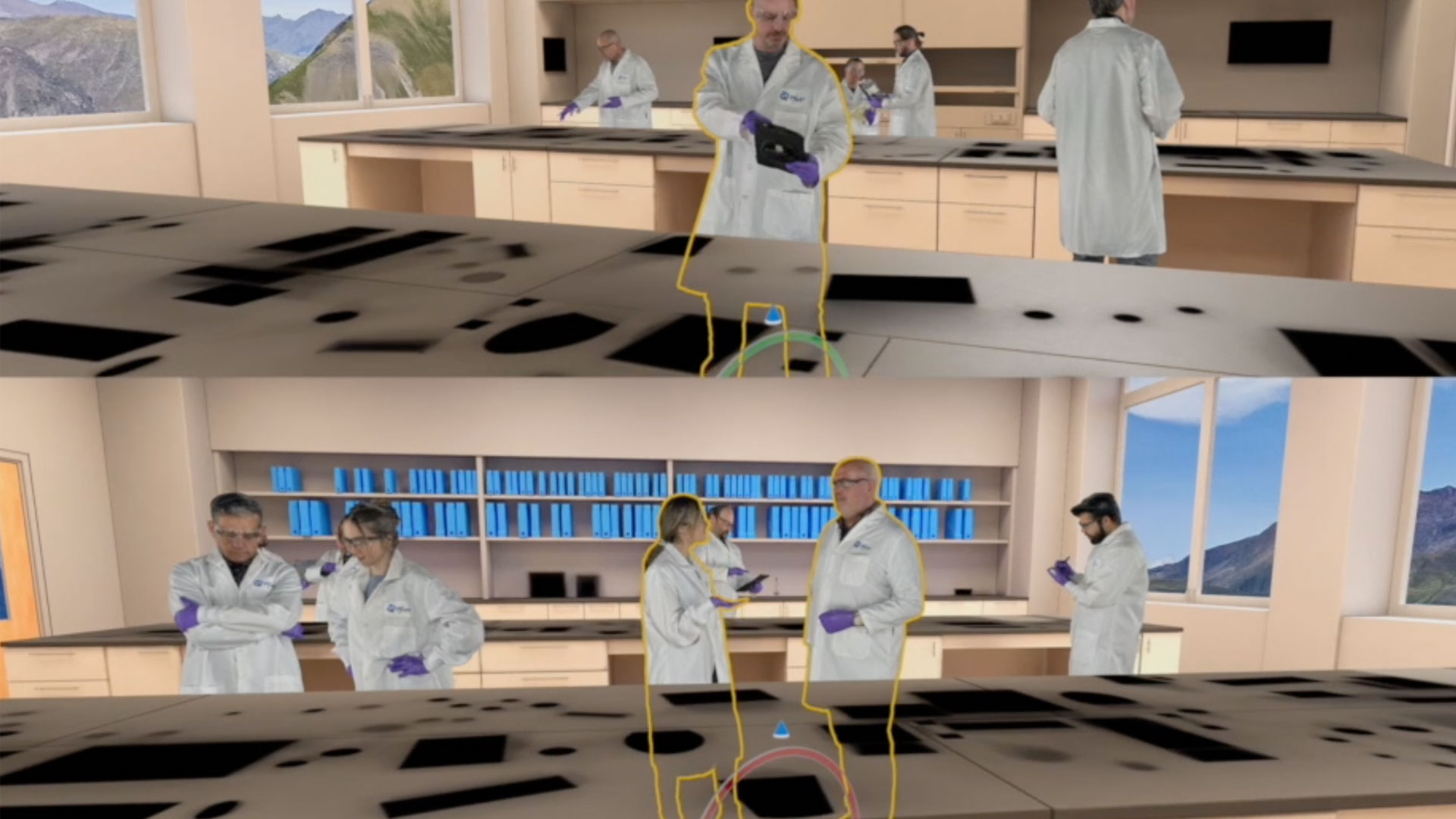 RealityKit Transform Entity System: Over 1,000 transform entities dynamically instantiate and manage 44+ unique objects within the lab environment, enabling rich interactivity and immersion. This system provides true spatial freedom, allowing users to naturally navigate and engage within the experience.